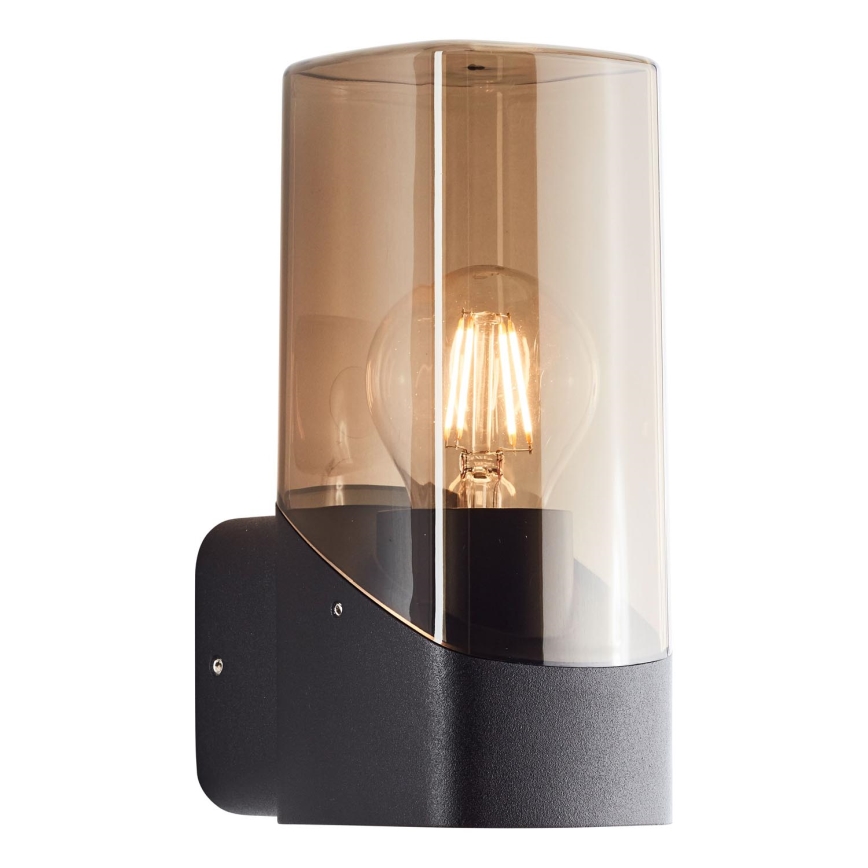 Brilliant - Iluminação de parede exterior MINOU 1xE27/10W/230V IP44 preto/fumado
