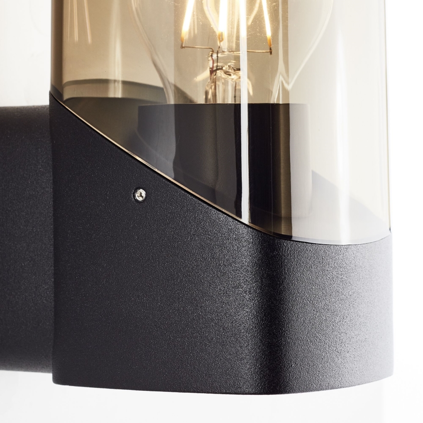 Brilliant - Iluminação de parede exterior MINOU 1xE27/10W/230V IP44 preto/fumado