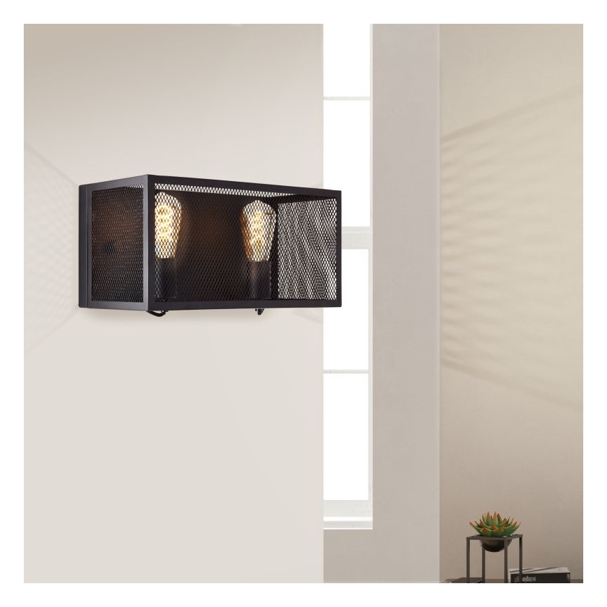 Brilliant - Iluminação de parede MAZE 2xE27/40W/230V preto
