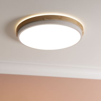 Brilliant - Iluminação de teto LED com regulação BAARLO LED/24W/230V diâmetro 35 cm branco/borracha de figueira - FSC certificado