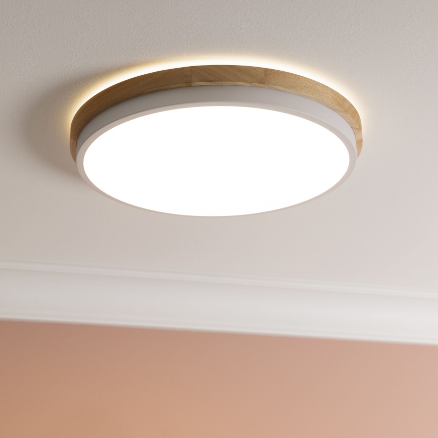 Brilliant - Iluminação de teto LED com regulação BAARLO LED/24W/230V diâmetro 35 cm branco/borracha de figueira - FSC certificado