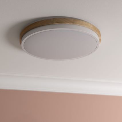 Brilliant - Iluminação de teto LED com regulação BAARLO LED/24W/230V diâmetro 35 cm branco/borracha de figueira - FSC certificado
