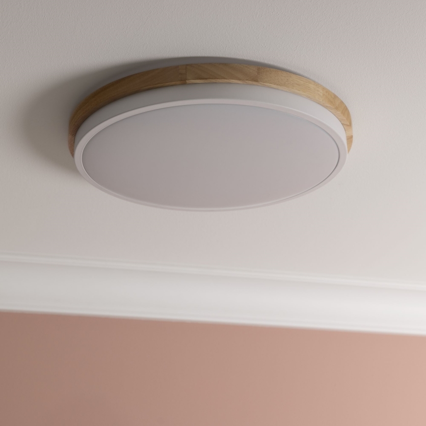 Brilliant - Iluminação de teto LED com regulação BAARLO LED/24W/230V diâmetro 35 cm branco/borracha de figueira - FSC certificado