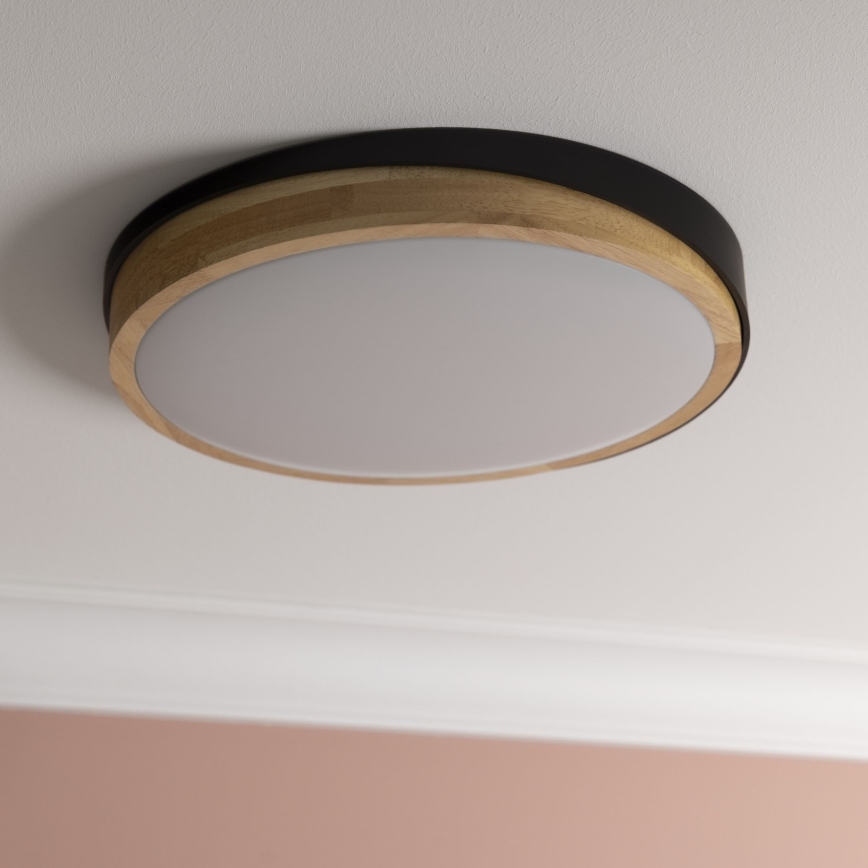 Brilliant - Iluminação de teto LED com regulação BAARLO LED/24W/230V diâmetro 35 cm preto/borracha de figueira - FSC certificado