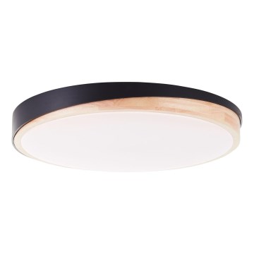 Brilliant - Iluminação de teto LED com regulação BAARLO LED/36W/230V 3000-6500K diâmetro 50 cm preto/borracha de figueira + comando - FSC certificado