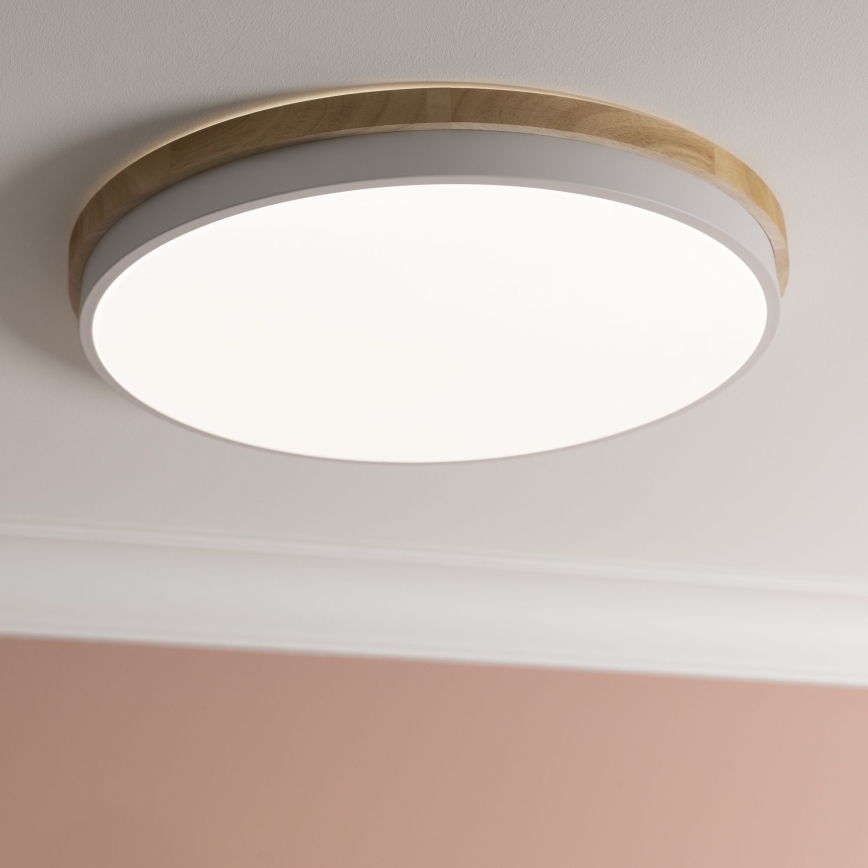 Brilliant - Iluminação de teto LED com regulação BAARLO LED/36W/230V 3000-6500K diâmetro 50 cm branco/borracha de figueira + comando - FSC certificado