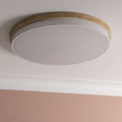 Brilliant - Iluminação de teto LED com regulação BAARLO LED/36W/230V 3000-6500K diâmetro 50 cm branco/borracha de figueira + comando - FSC certificado