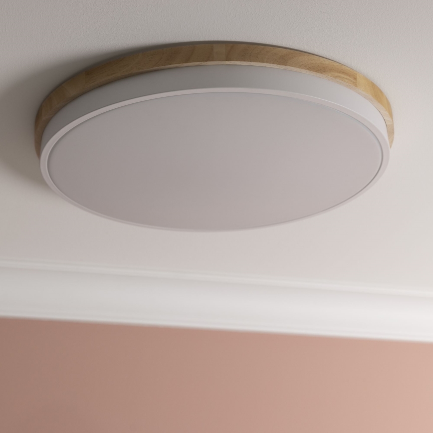Brilliant - Iluminação de teto LED com regulação BAARLO LED/36W/230V 3000-6500K diâmetro 50 cm branco/borracha de figueira + comando - FSC certificado