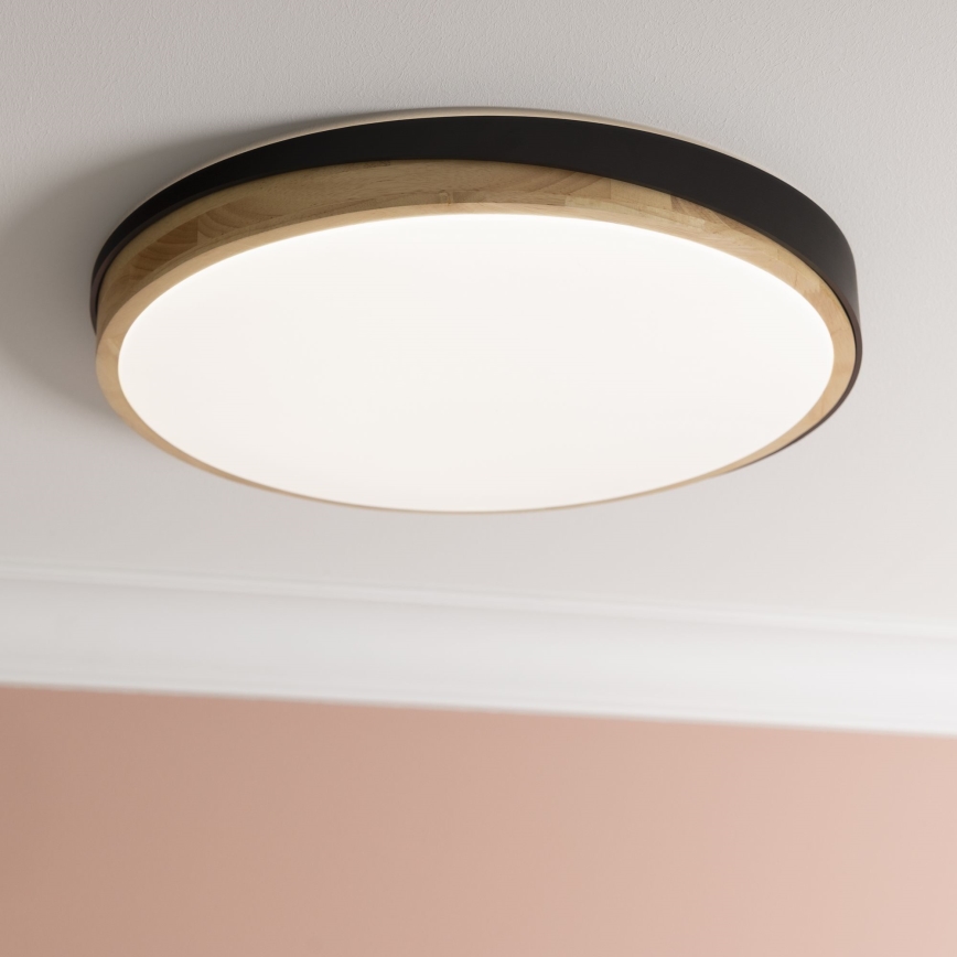 Brilliant - Iluminação de teto LED com regulação BAARLO LED/36W/230V 3000-6500K diâmetro 50 cm preto/borracha de figueira + comando - FSC certificado
