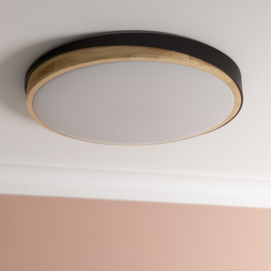 Brilliant - Iluminação de teto LED com regulação BAARLO LED/36W/230V 3000-6500K diâmetro 50 cm preto/borracha de figueira + comando - FSC certificado