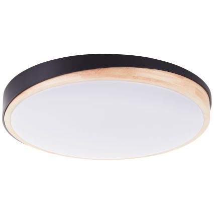 Brilliant - Iluminação de teto LED com regulação BAARLO LED/36W/230V 3000-6500K diâmetro 50 cm preto/borracha de figueira + comando - FSC certificado