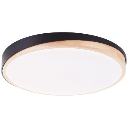 Brilliant - Iluminação de teto LED com regulação BAARLO LED/36W/230V 3000-6500K diâmetro 50 cm preto/borracha de figueira + comando - FSC certificado