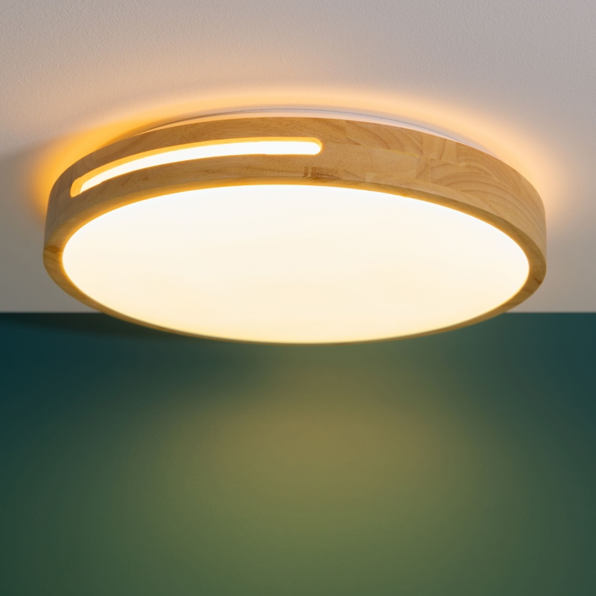 Brilliant - Iluminação de teto LED com regulação WOODBURY LED/24W/230V diâmetro 39 cm borracha de figueira - FSC certificado
