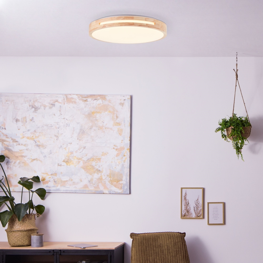 Brilliant - Iluminação de teto LED com regulação WOODBURY LED/24W/230V diâmetro 39 cm borracha de figueira - FSC certificado