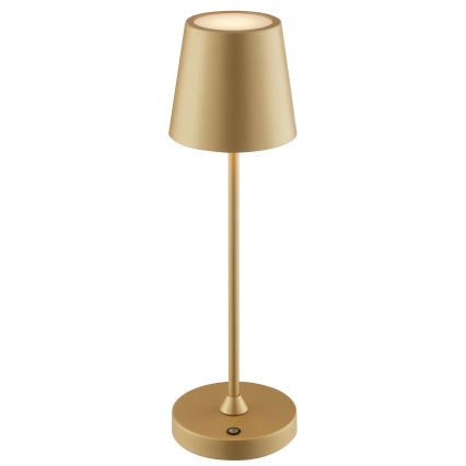 Brilliant - LED Lâmpada de mesa para exterior tátil, recarregável e dimerizável ELORA LED/2,5W/5V 2700K 2600 mAh IP44 dourada