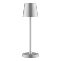 Brilliant - LED dimerizável recarregável tátil luminária de mesa para exterior ELORA LED/2,5W/5V 2700K 2600 mAh IP44 prateada
