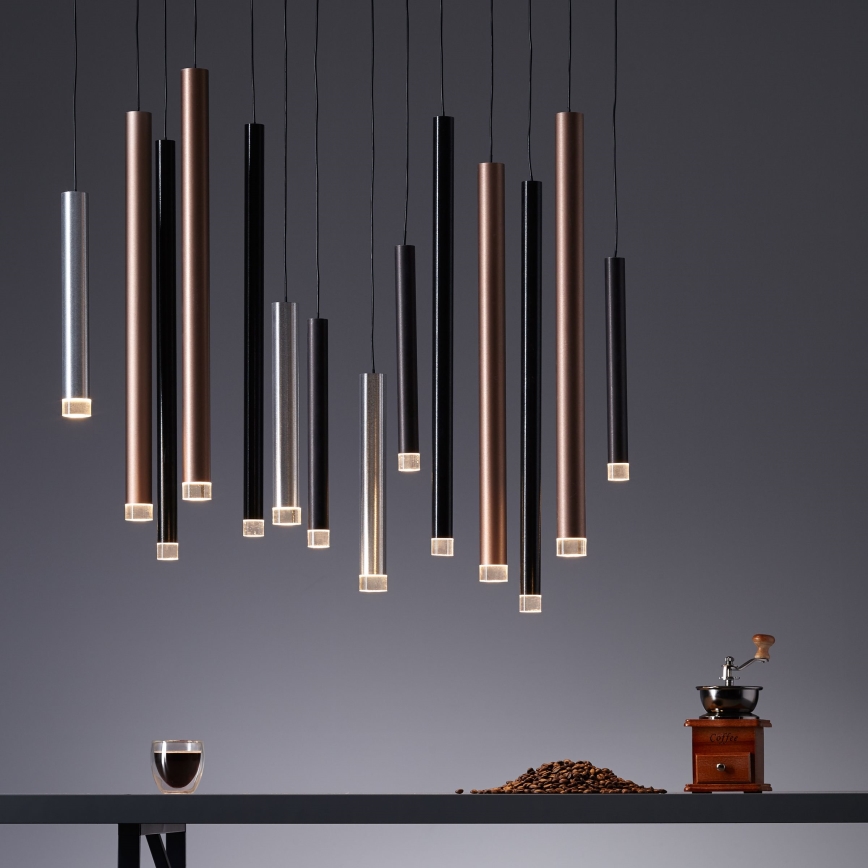 Brilliant - LED Lustre regulável suspenso por cabo CEMBALO LED/60W/230V cromo mate/preto/castanho