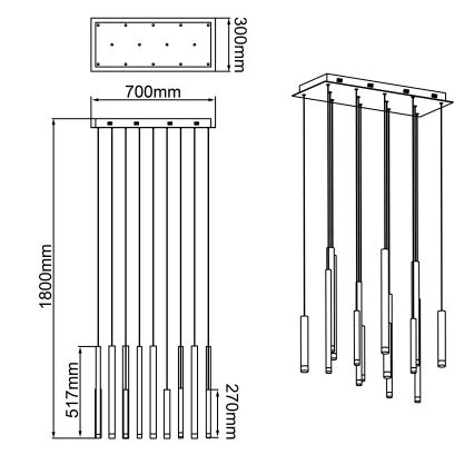 Brilliant - LED Lustre regulável suspenso por cabo CEMBALO LED/60W/230V cromo mate/preto/castanho