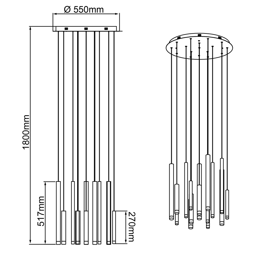 Brilliant - Lustre LED dimerizável suspenso por cabo CEMBALO LED/70W/230V cromado mate/preto/castanho