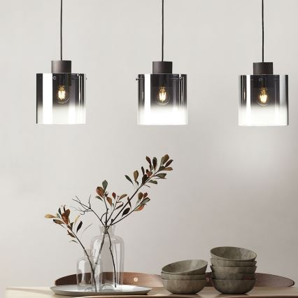 Brilliant - Lustre com cabo BETH 3xE27/60W/230V preto/fumê