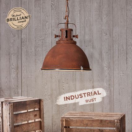 Brilliant - Lustre em corrente JESPER GLAS 1xE27/60W/230V, acabamento em cobre