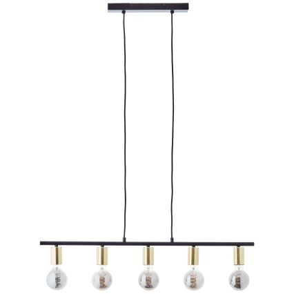 Brilliant - Lustre suspenso por cabo KERRY 5xE27/40W/230V preto/latão