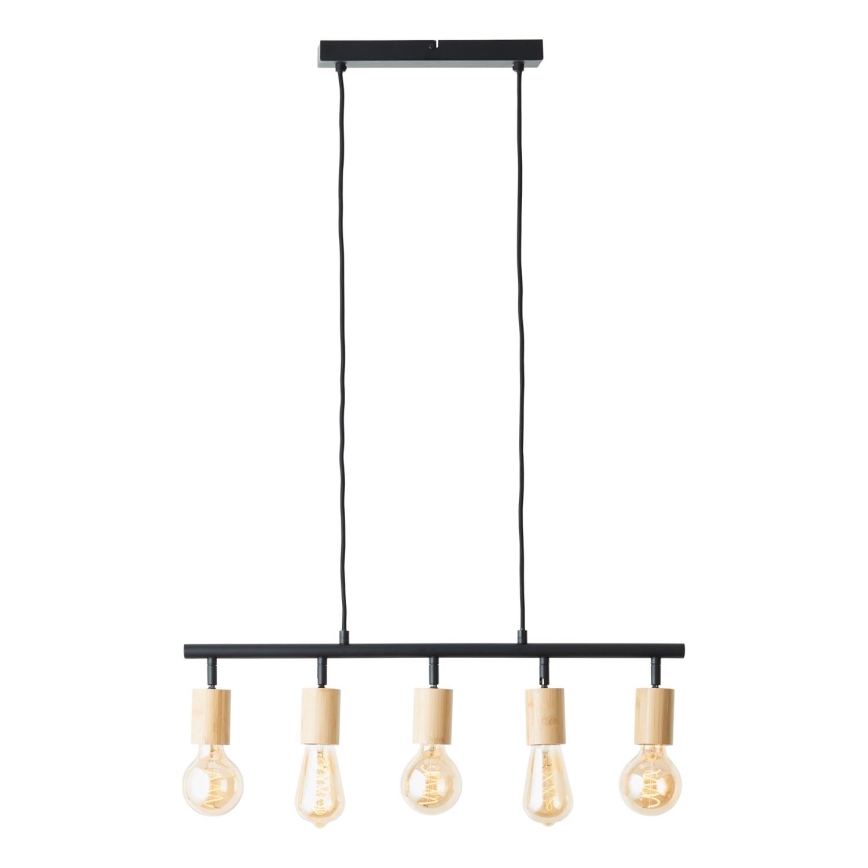 Brilliant - Lustre suspenso por cabo TIFFANY 5xE27/28W/230V preto/bambu