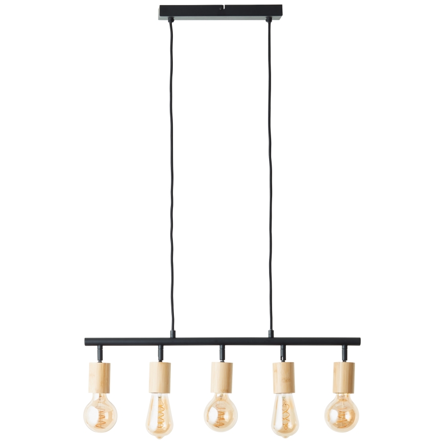 Brilliant - Lustre suspenso por cabo TIFFANY 5xE27/28W/230V preto/bambu