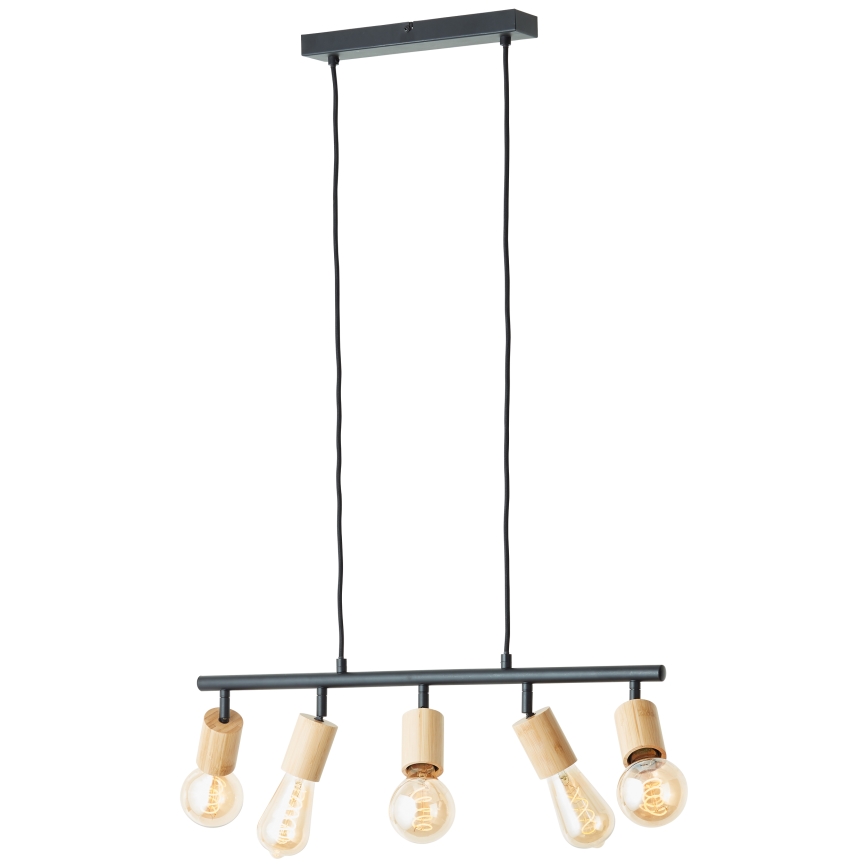 Brilliant - Lustre suspenso por cabo TIFFANY 5xE27/28W/230V preto/bambu
