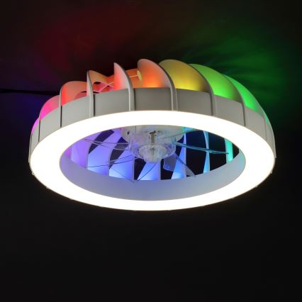 Brilliant - Ventilador de teto dimmerizável LED RGBW com luz FANORA LED/30W/230V 2700-6500K diâmetro 46 cm branco + controlo remoto