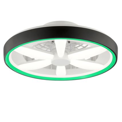 Brilliant - Ventoinha de teto LED RGBW regulável com iluminação GAIANO LED/48W/230V 2700-6500K preto + comando