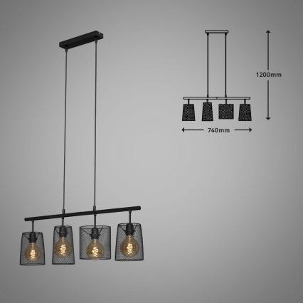 Brilo 4026-045 - Candelabro suspenso RETRO 4xE27/60W/230V