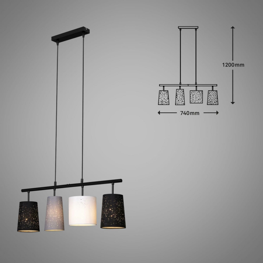 Brilo 4027-045 - Candelabro suspenso SHADES 4xE27/40W/230V