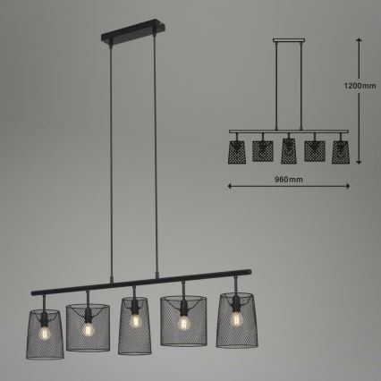Brilo 4076-055 - Candelabro suspenso RETRO 5xE14/40W/230V