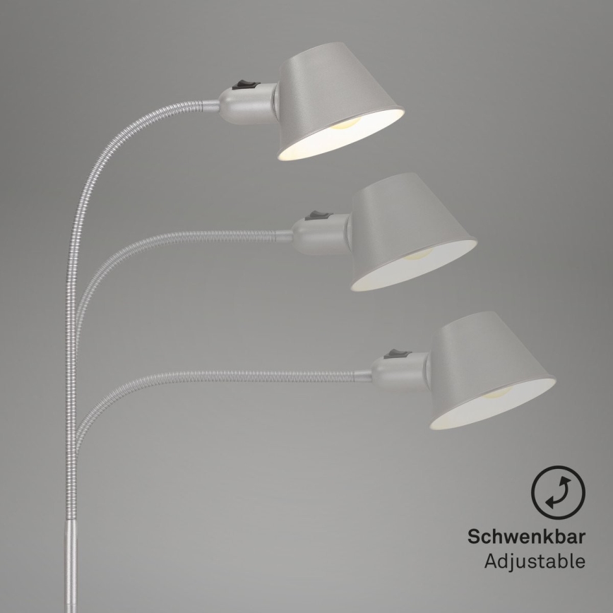 Brilo - Candeeiro de chão flexível 1xE27/10W/230V prateado