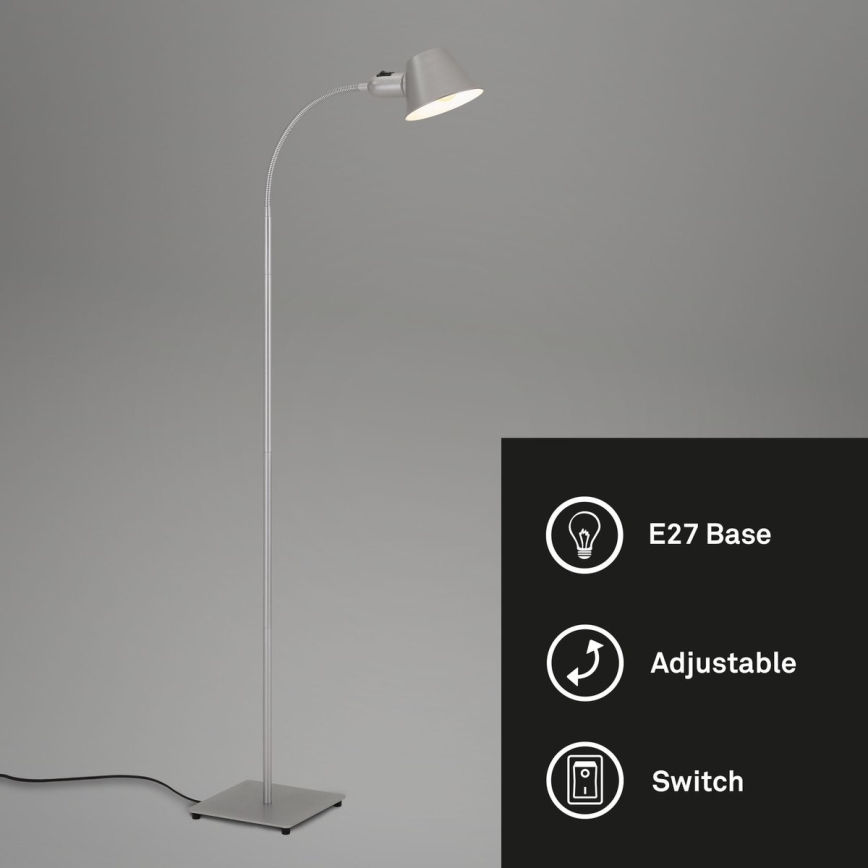 Brilo - Candeeiro de chão flexível 1xE27/10W/230V prateado