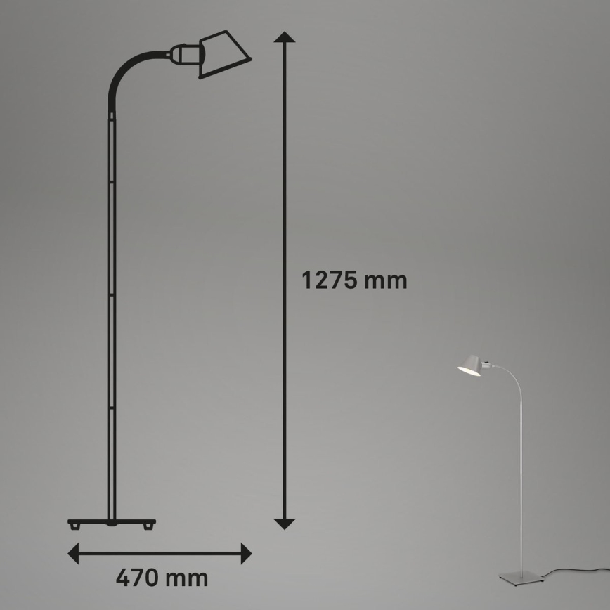 Brilo - Candeeiro de chão flexível 1xE27/10W/230V prateado