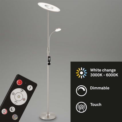 Brilo - Candeeiro de chão LED com regulação LED/29,5W/230V + LED/3,5W 3000-6000K + controlo remoto