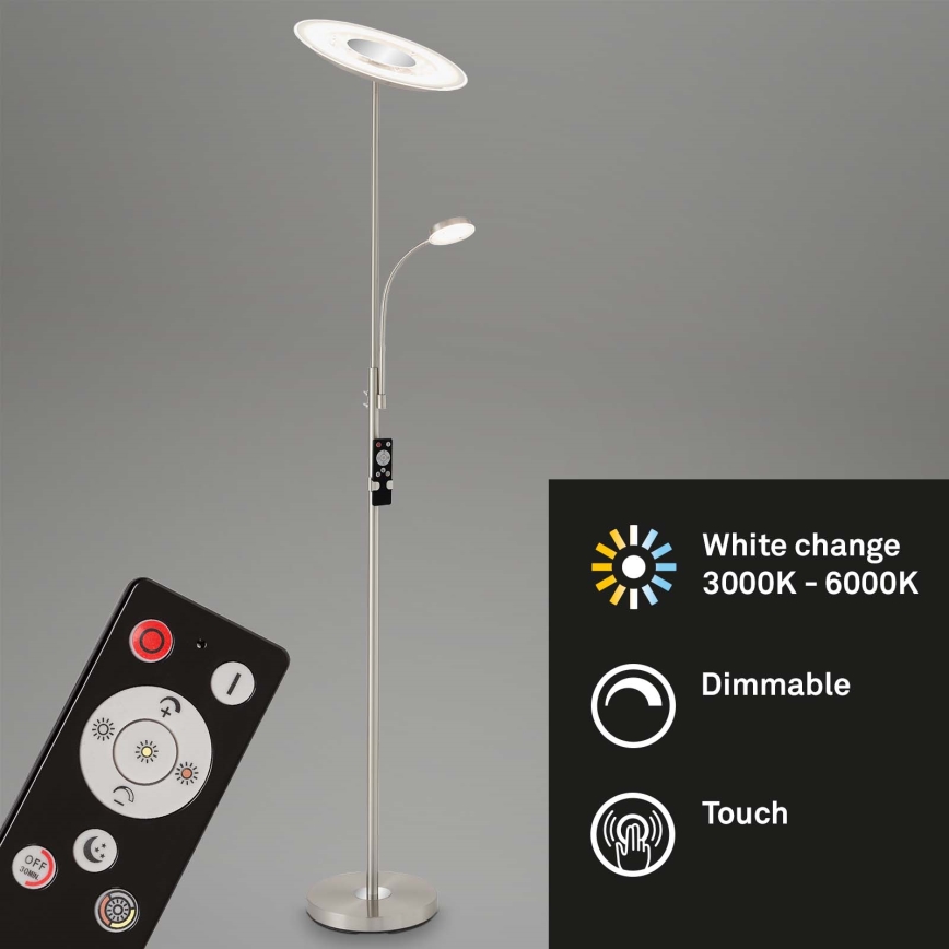 Brilo - Candeeiro de chão LED com regulação LED/29,5W/230V + LED/3,5W 3000-6000K + controlo remoto