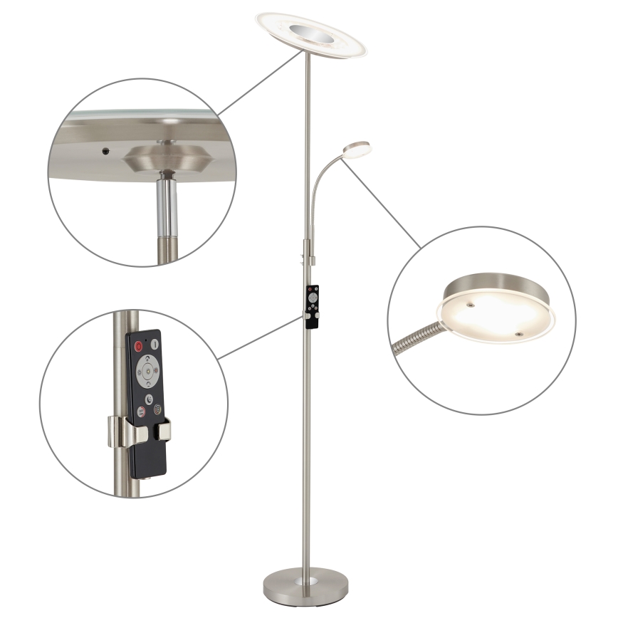 Brilo - Candeeiro de chão LED com regulação LED/29,5W/230V + LED/3,5W 3000-6000K + controlo remoto