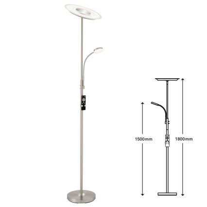 Brilo - Candeeiro de chão LED com regulação LED/29,5W/230V + LED/3,5W 3000-6000K + controlo remoto