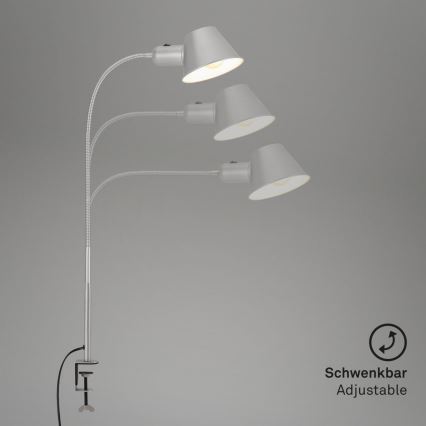 Brilo - Candeeiro de mesa flexível com clipe 1xE27/10W/230V prateado