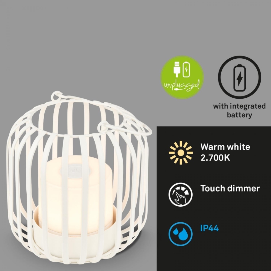 Brilo - Candeeiro de mesa LED para exterior com regulação LED/2W/5V IP44 branco