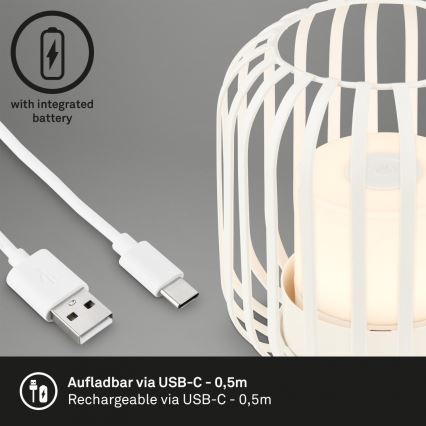 Brilo - Candeeiro de mesa LED para exterior com regulação LED/2W/5V IP44 branco