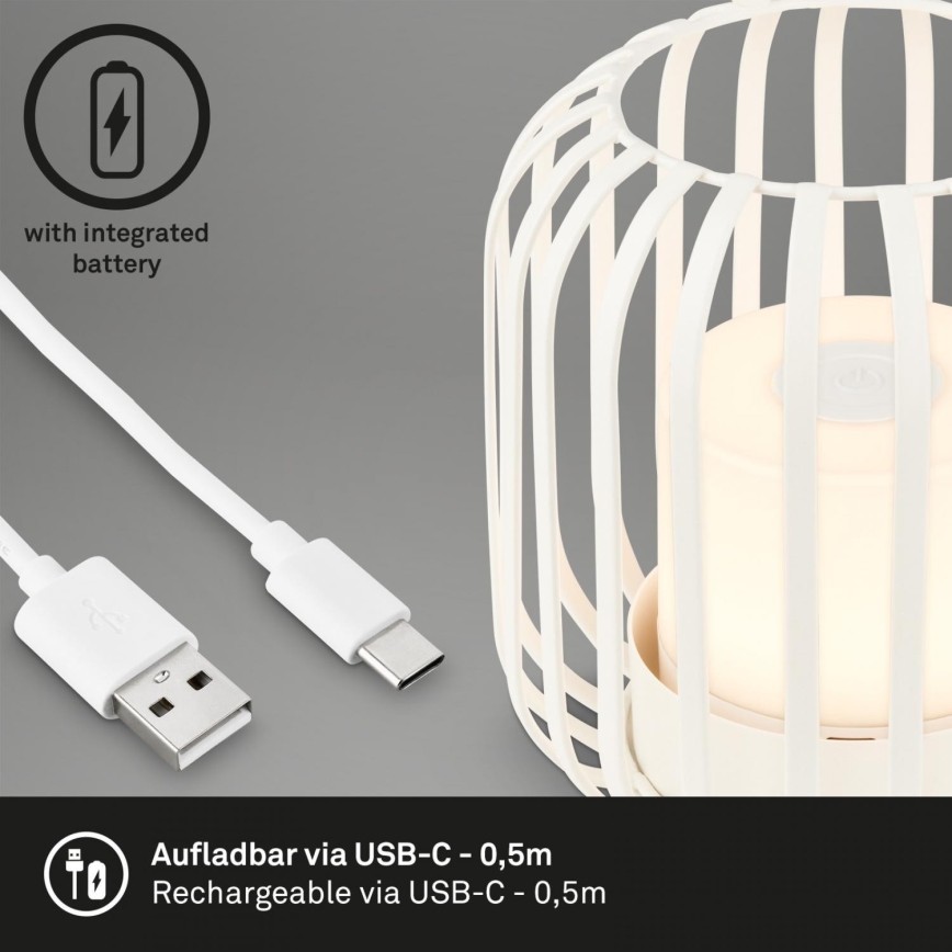 Brilo - Candeeiro de mesa LED para exterior com regulação LED/2W/5V IP44 branco