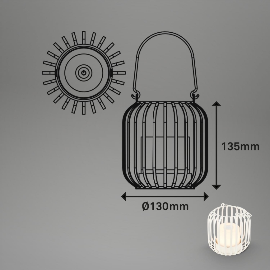Brilo - Candeeiro de mesa LED para exterior com regulação LED/2W/5V IP44 branco