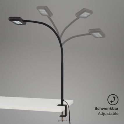 Brilo - Candeeiro de mesa LED Flexível com clipe TRASNA LED/7,5W/230V preto