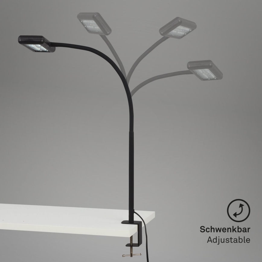 Brilo - Candeeiro de mesa LED Flexível com clipe TRASNA LED/7,5W/230V preto