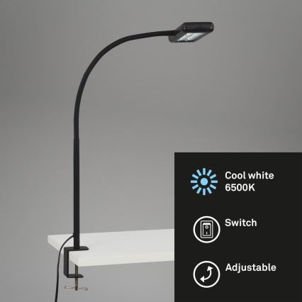 Brilo - Candeeiro de mesa LED Flexível com clipe TRASNA LED/7,5W/230V preto