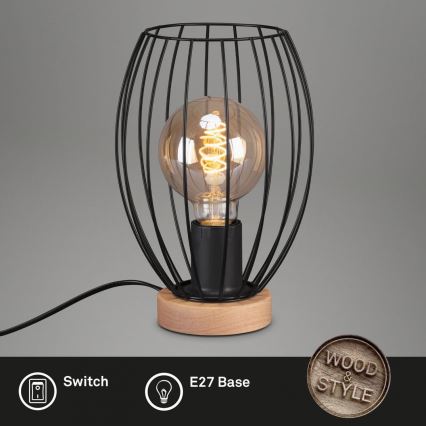 Brilo - Candeeiro de mesa WAKTU 1xE27/25W/230V árvore da borracha